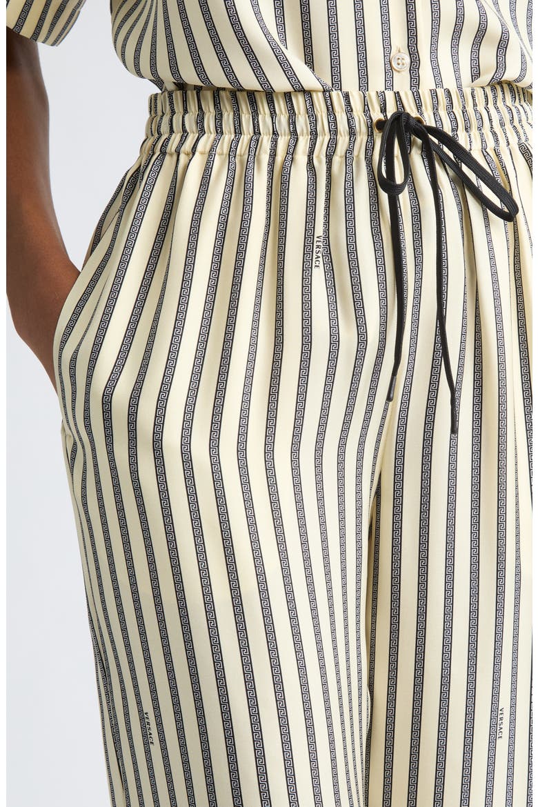 Meandros Silk Twill Pants, Alternate, color, IVORY BLACK