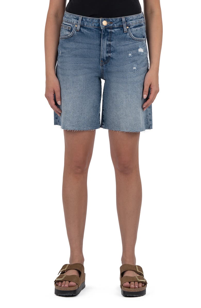 KUT from the Kloth Hailey Raw Hem Denim Bermuda Shorts, Main, color, Focus