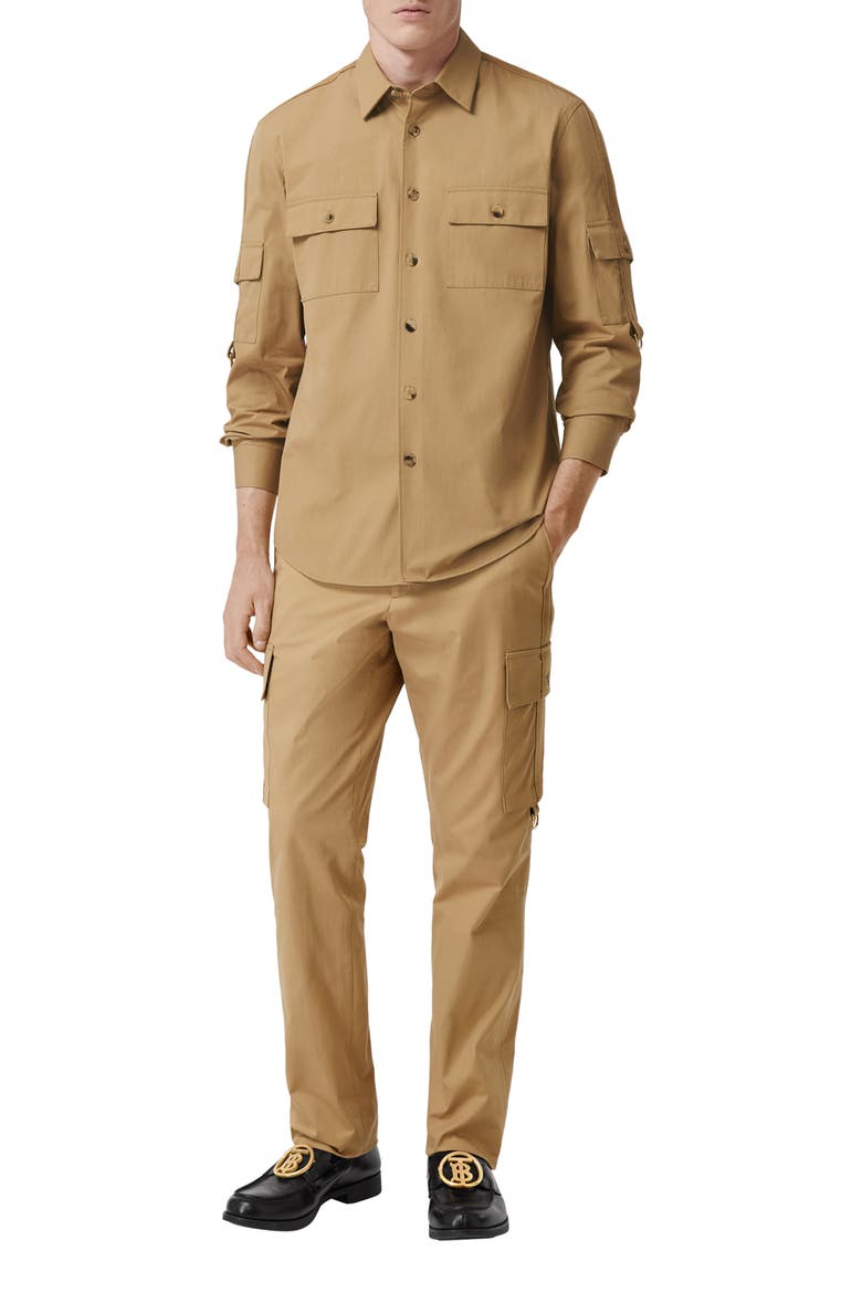 Crawford Roll Sleeve Button-Up Shirt, Alternate, color, PALE COFFEE