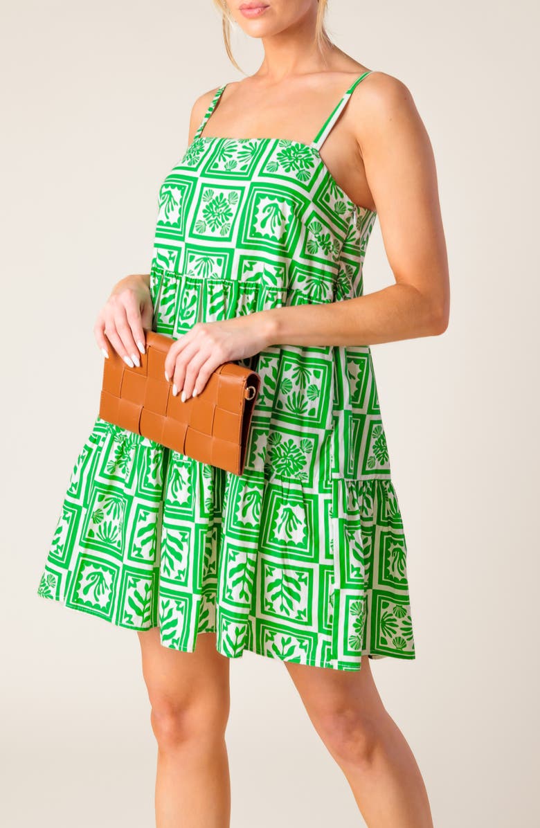 FLYING TOMATO Printed Cotton Babydoll Minidress, Alternate, color, 