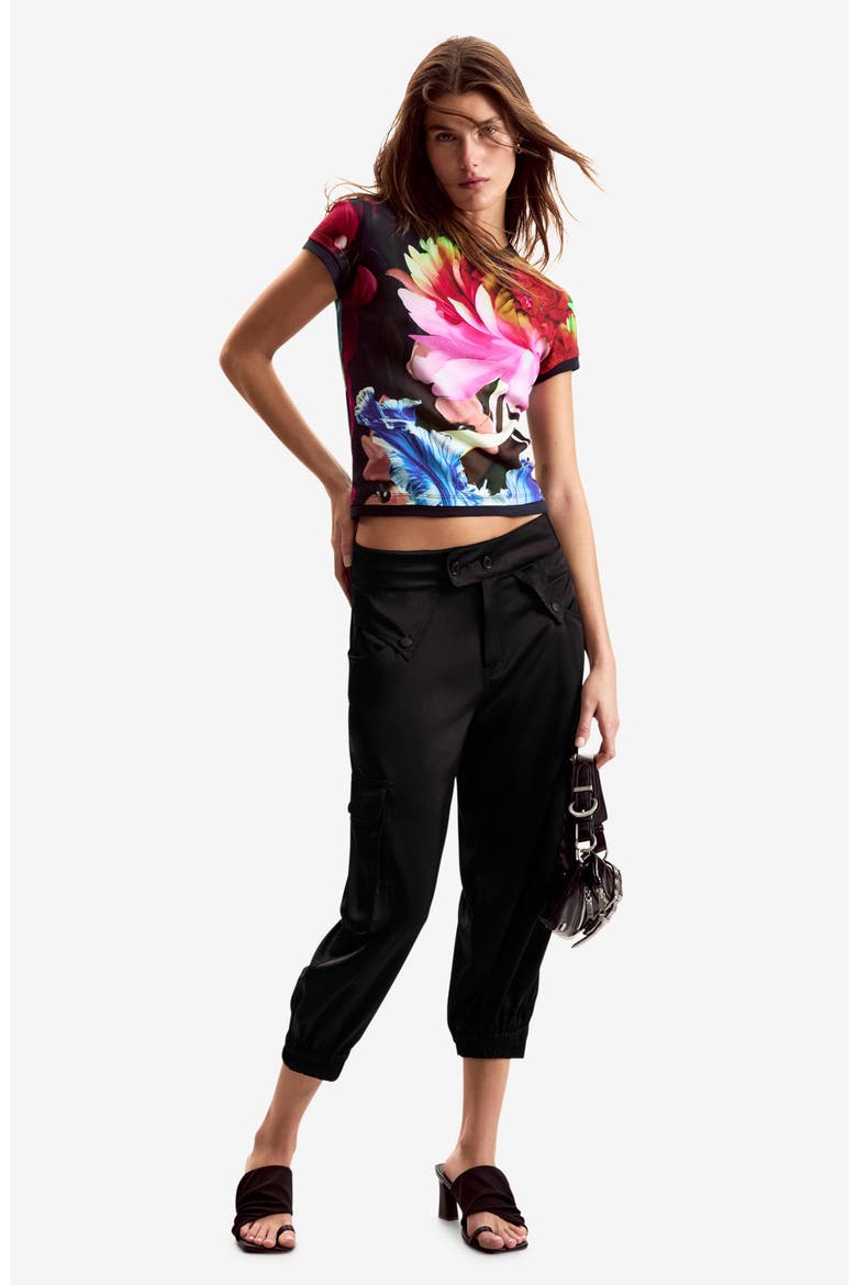 Flower Cotton Graphic T-Shirt, Alternate, color, BLACK MULTI/ FLORAL PRINT