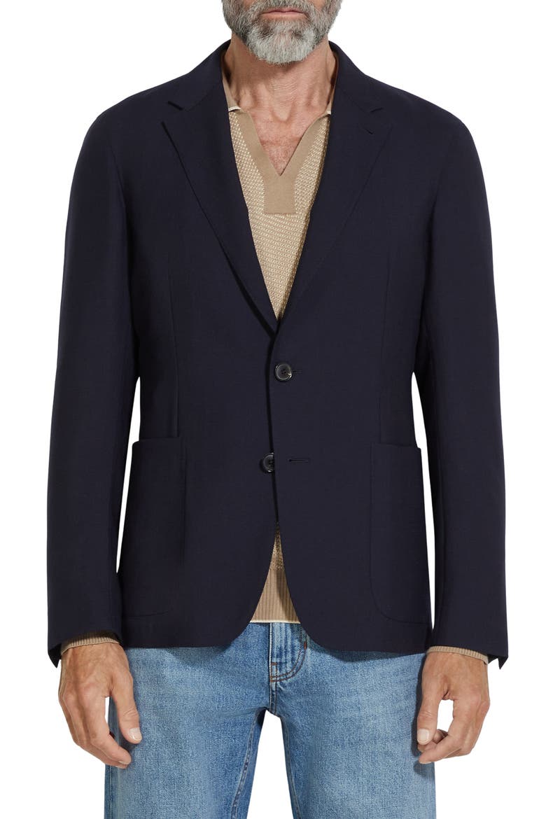 Deconstructed Oasi Cashmere Sport Coat, Main, color, NAVY SOLID