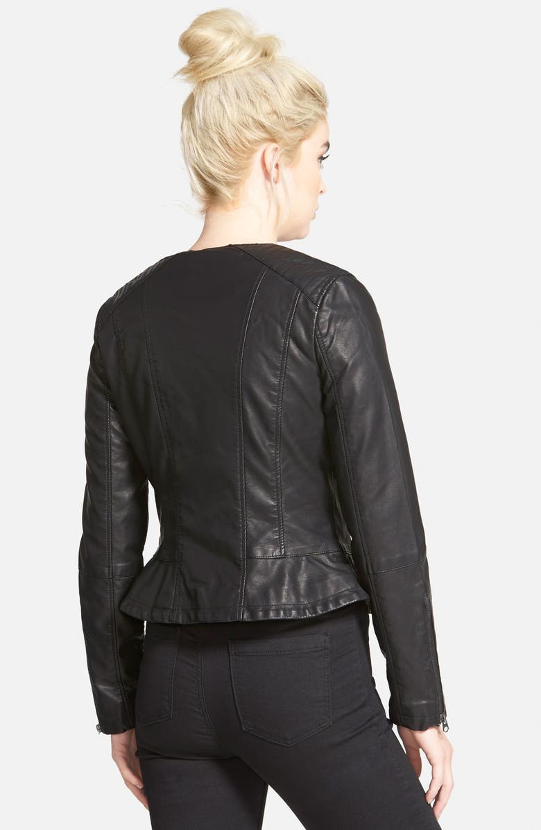 Topshop Faux Leather Biker Jacket, Alternate, color,
