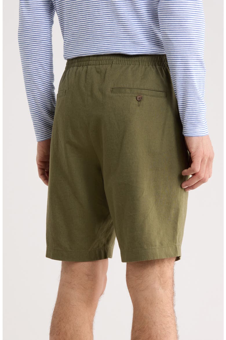 Linen & Cotton Pull-On Shorts, Alternate, color, OLIVE GREEN