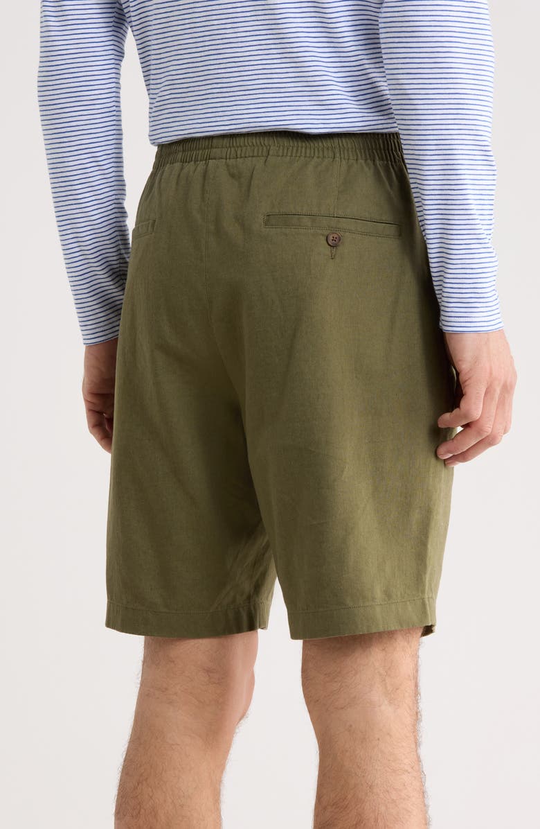 Vince Linen & Cotton Pull-On Shorts, Alternate, color, Olive Green
