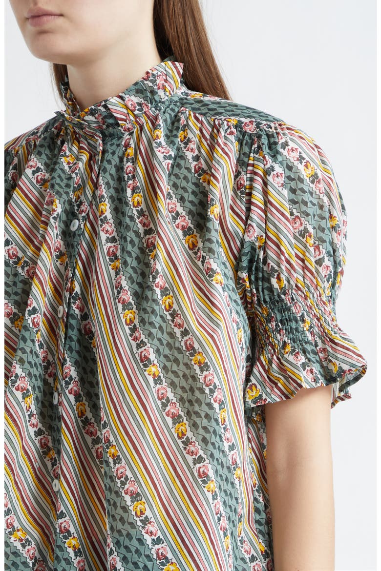 Marnie Floral Ruffle Top, Alternate, color, ROSE STRIPE