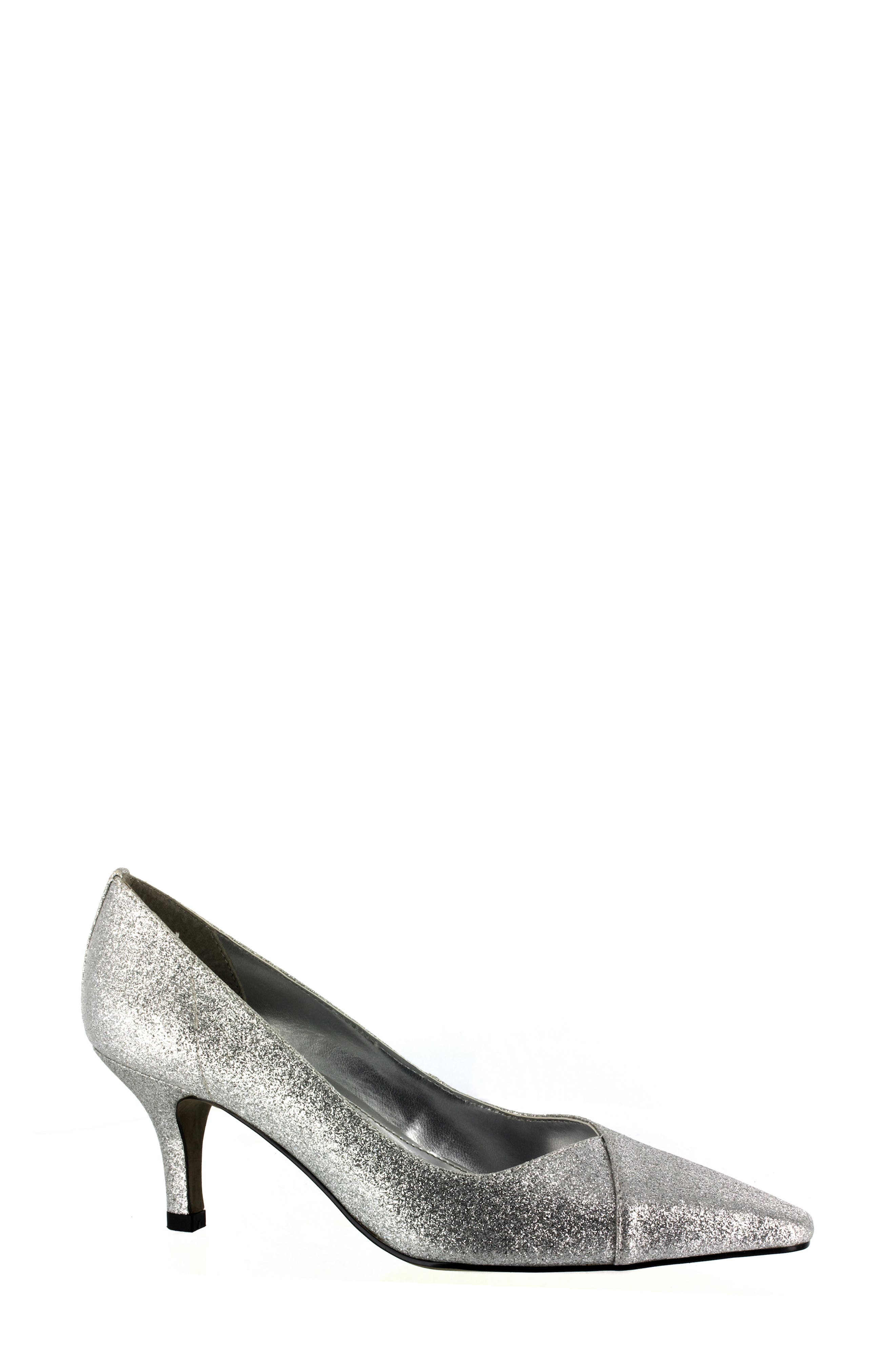 Chiffon Pointed Toe Pump - Multiple Widths Available, Main, color, SILVER GLITTER