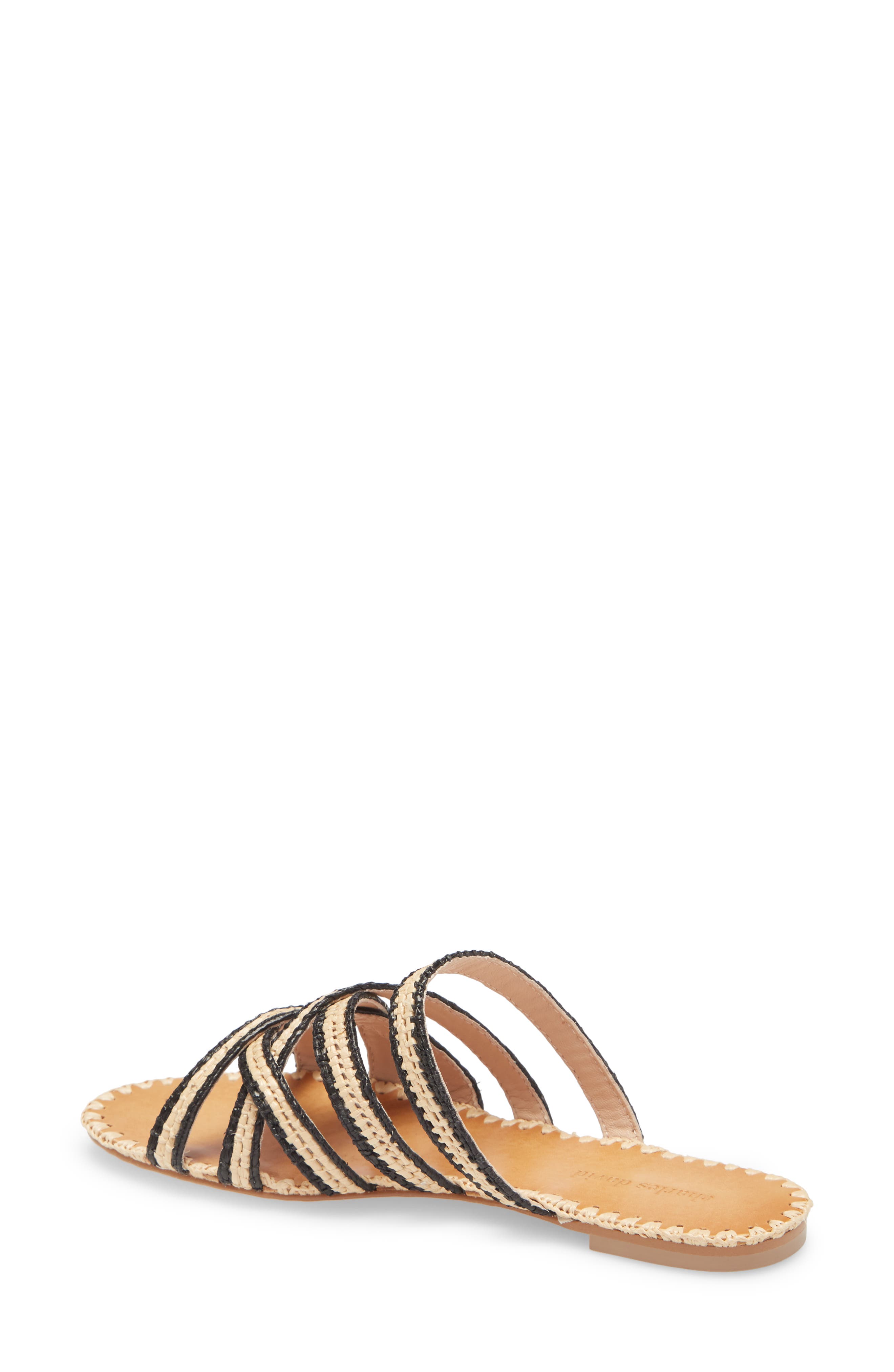 Stanza Slide Sandal, Alternate, color, NATURAL/ BLACK RAFFIA