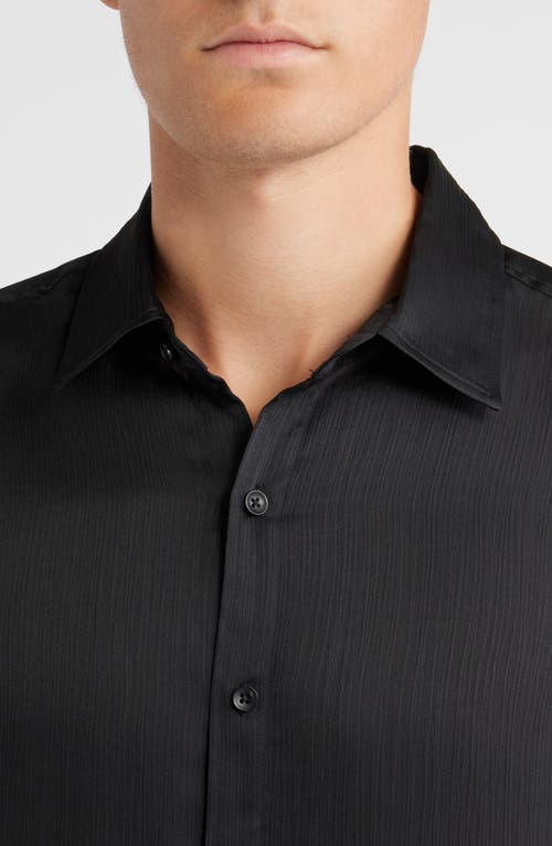 Open Edit Black Satin Button-up Shirt In Brown