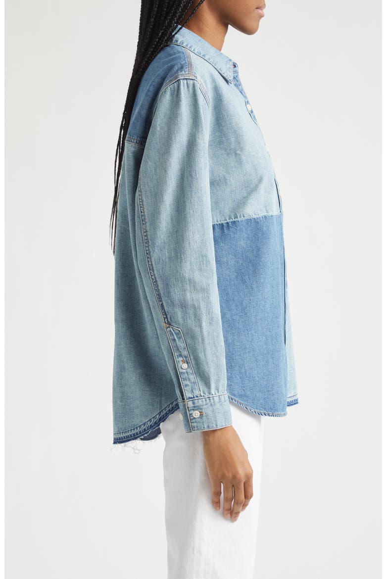 Dalma Colorblock Denim Button-Up Shirt, Alternate, color, TIME TRAVEL