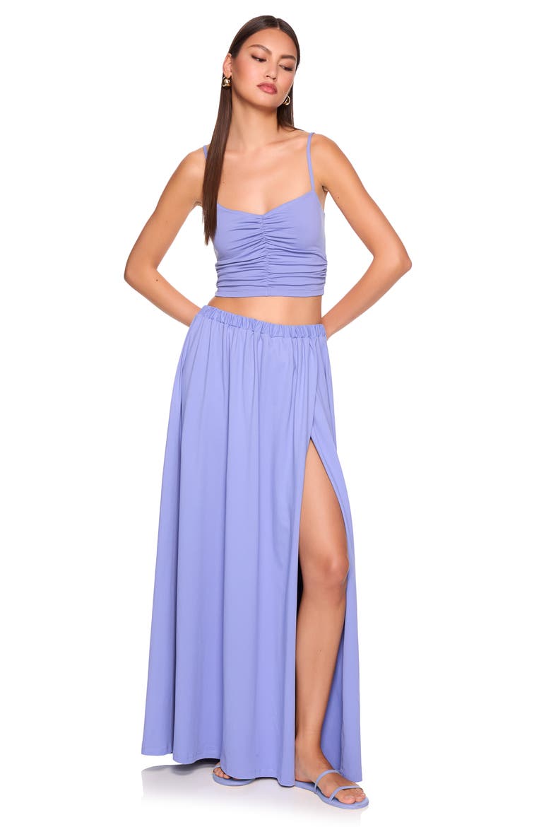 Side Slit Maxi Skirt, Alternate, color, BLUE VELVET