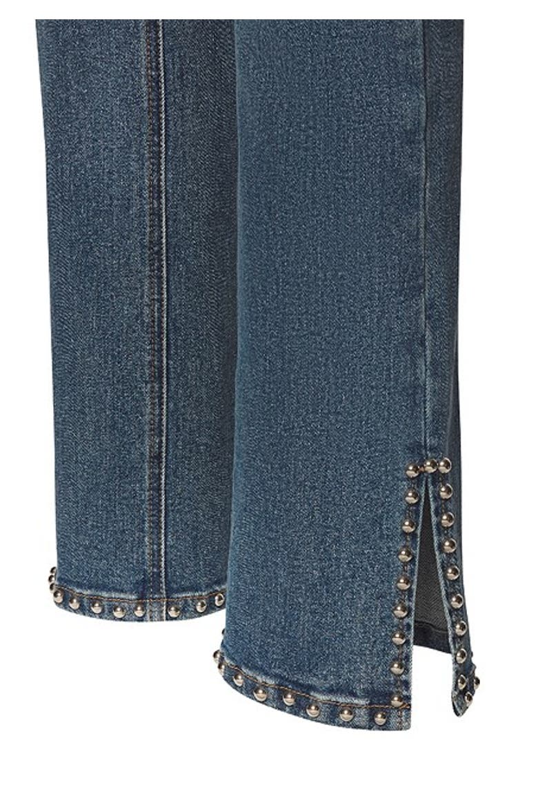 Women's Embellished Split Hem Jeans, Alternate, color, Medium Wash