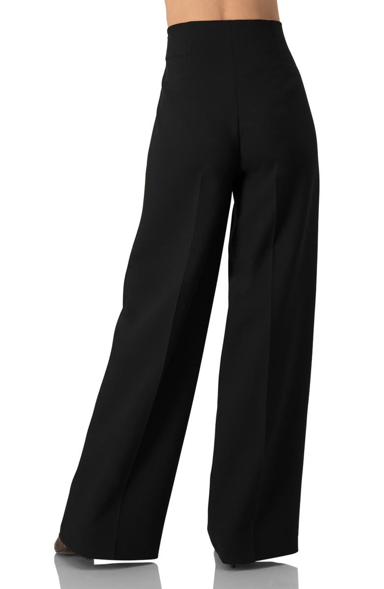 IVONNE Plain Black Wide Leg Trousers, Alternate, color,