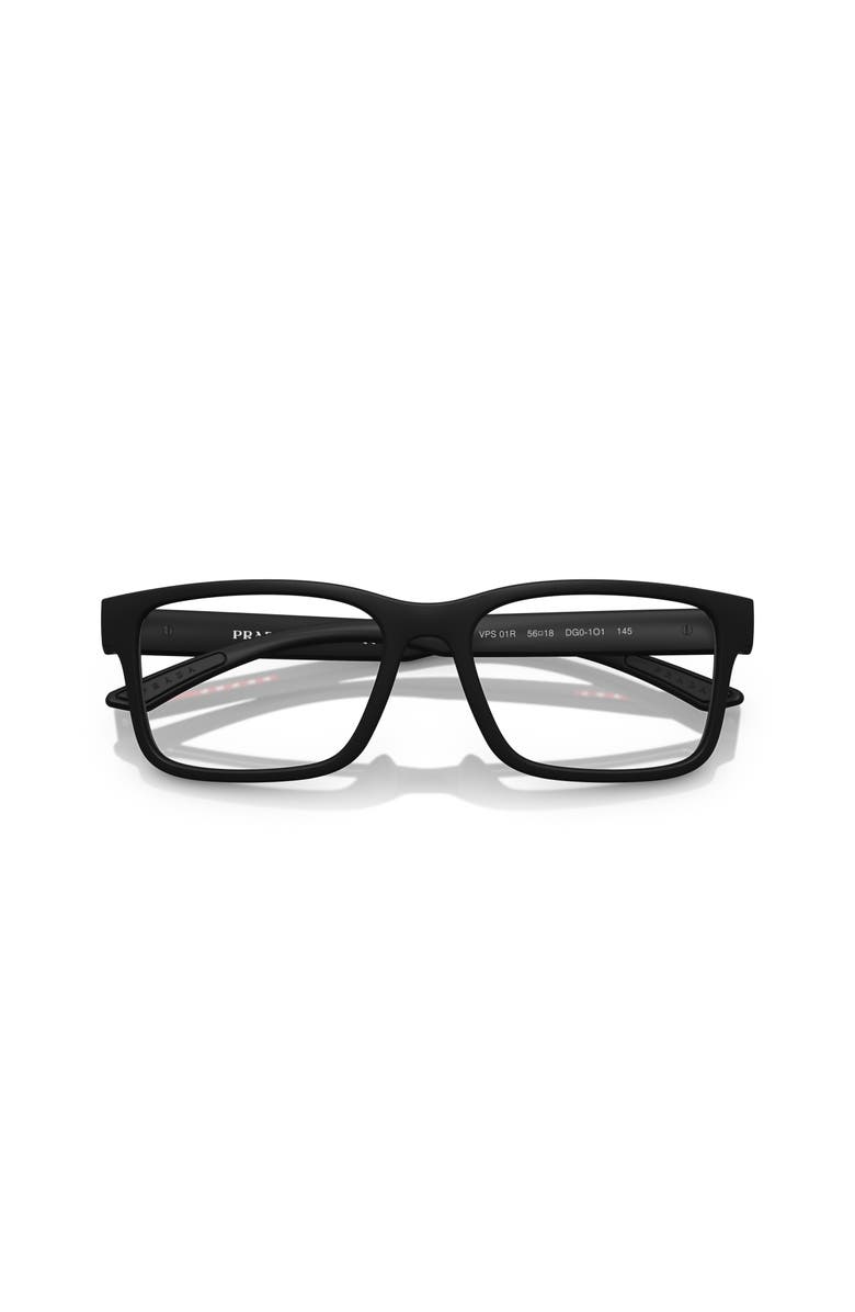 Prada Linea Rossa 56mm Rectangle optical glasses, Alternate, color, Black