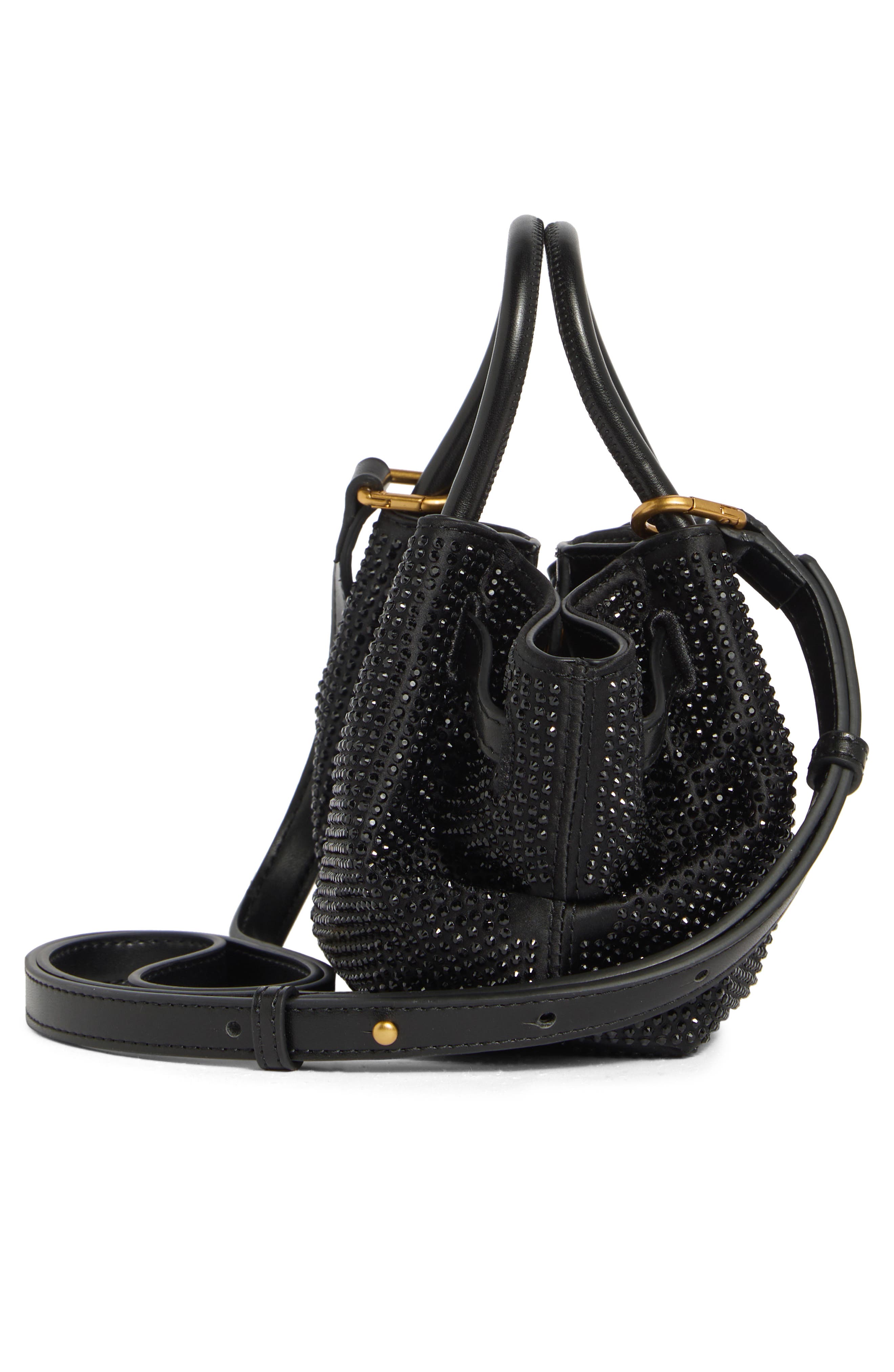 Mini Hana Crystal Tote Bag, Alternate, color, BLACK