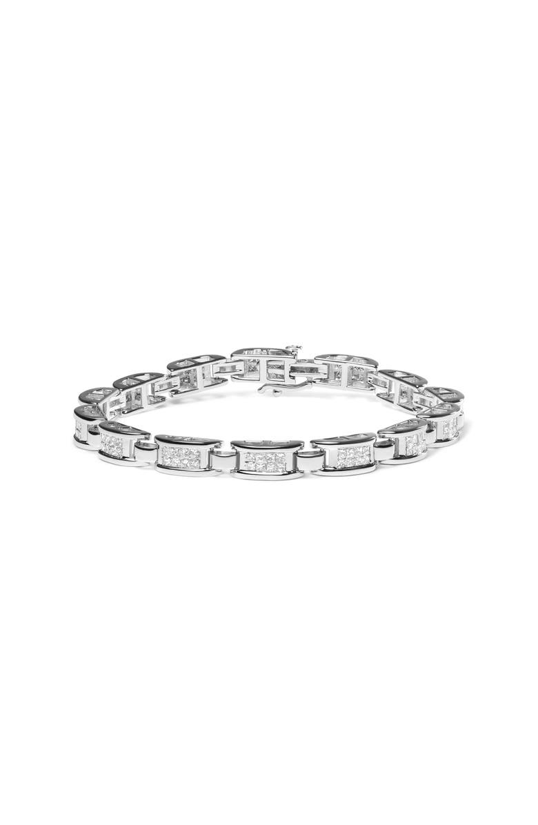Haus of Brilliance 14K White Gold 3.0 Cttw Princess Diamond Link and Buckle Tennis Bracelet, Main, color, White