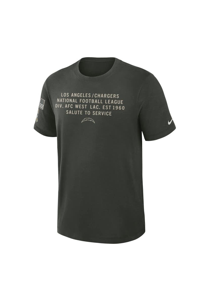 Nike Men's Nike Dark Green Los Angeles Chargers 2025 Salute to Service Sideline Slub Dri-FIT T-Shirt, Alternate, color, Dark Green