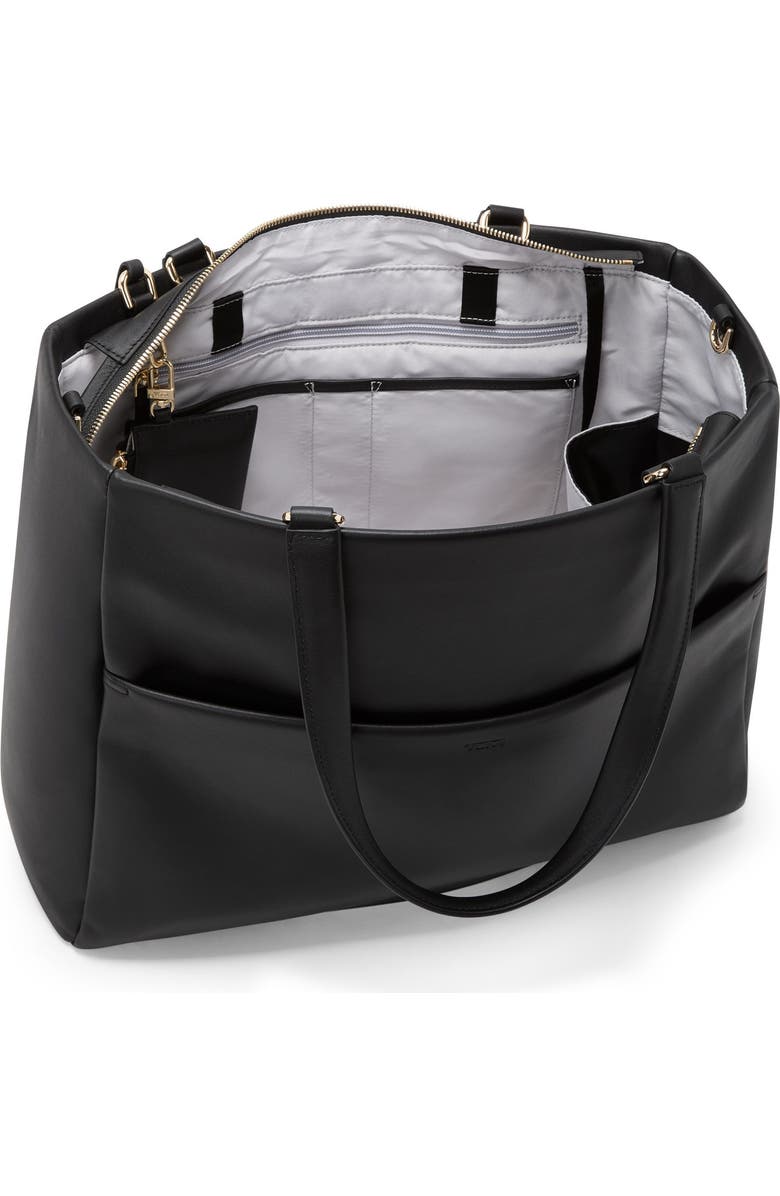 TUMI Vail North/South Leather Tote, Alternate, color, Black/ Light Gold