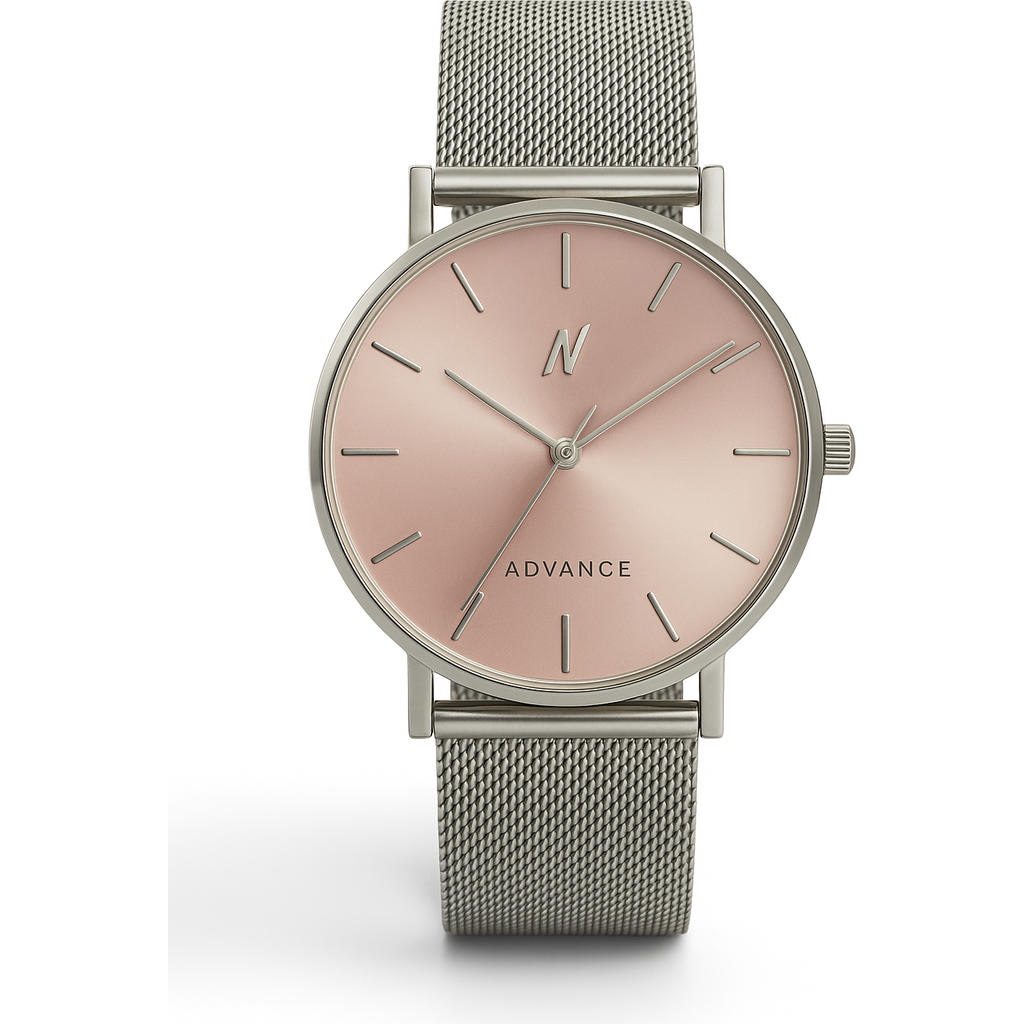 NCMPRBL Advance Blush Mesh Strap Watch, 36MM in Silver/pink  product