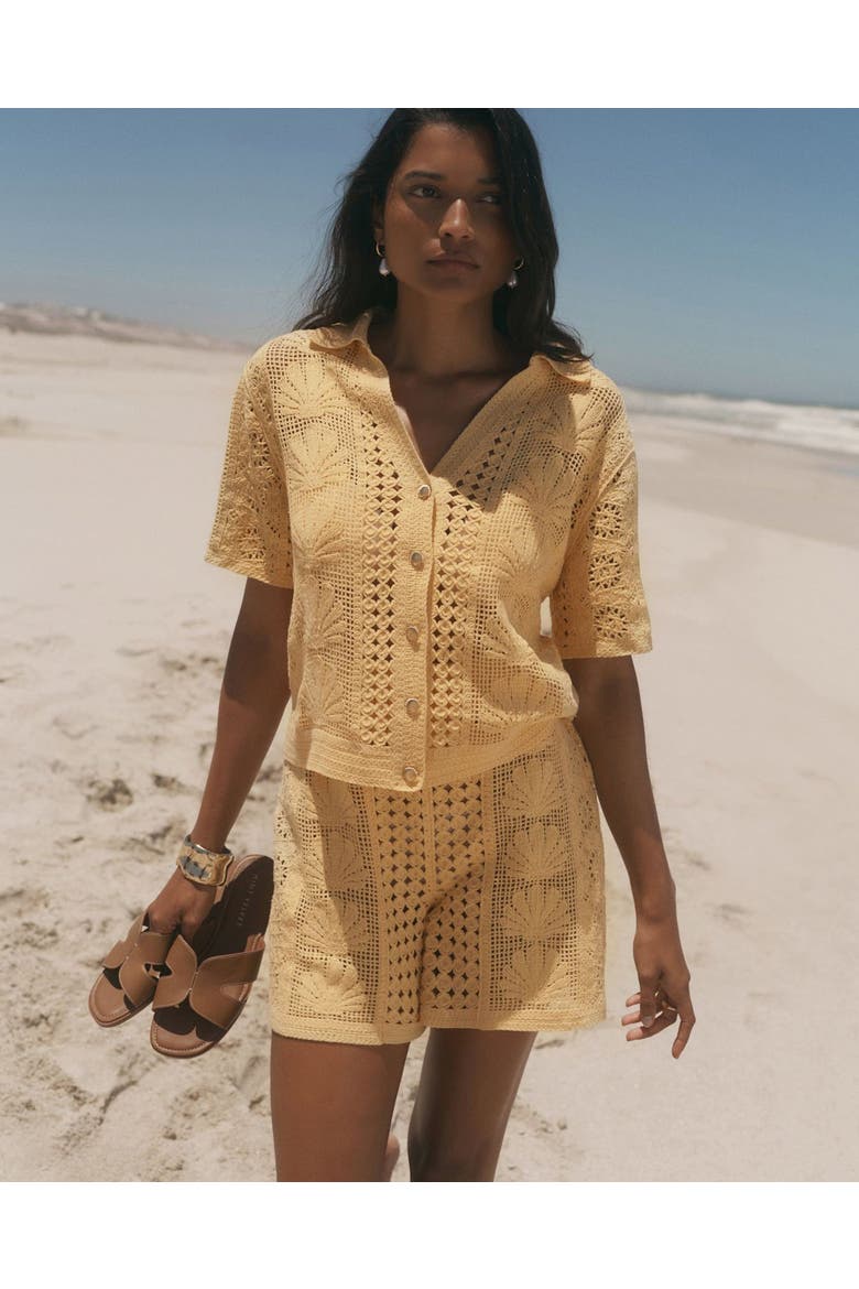 Cotton Blend Crochet Shirt, Alternate, color, Yellow