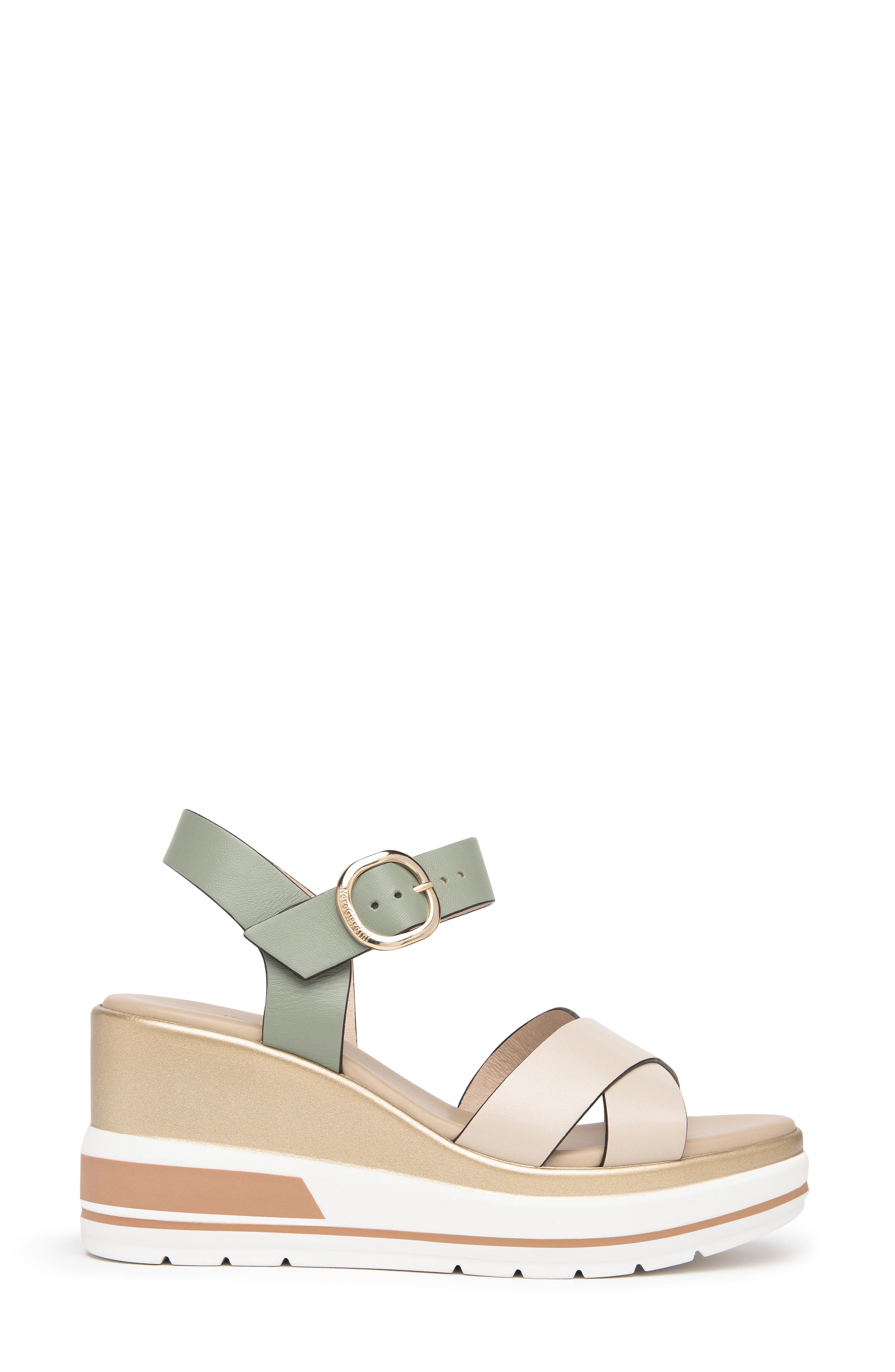 NeroGiardini Platform Wedge Sandal, Alternate, color, Ivory / Sage