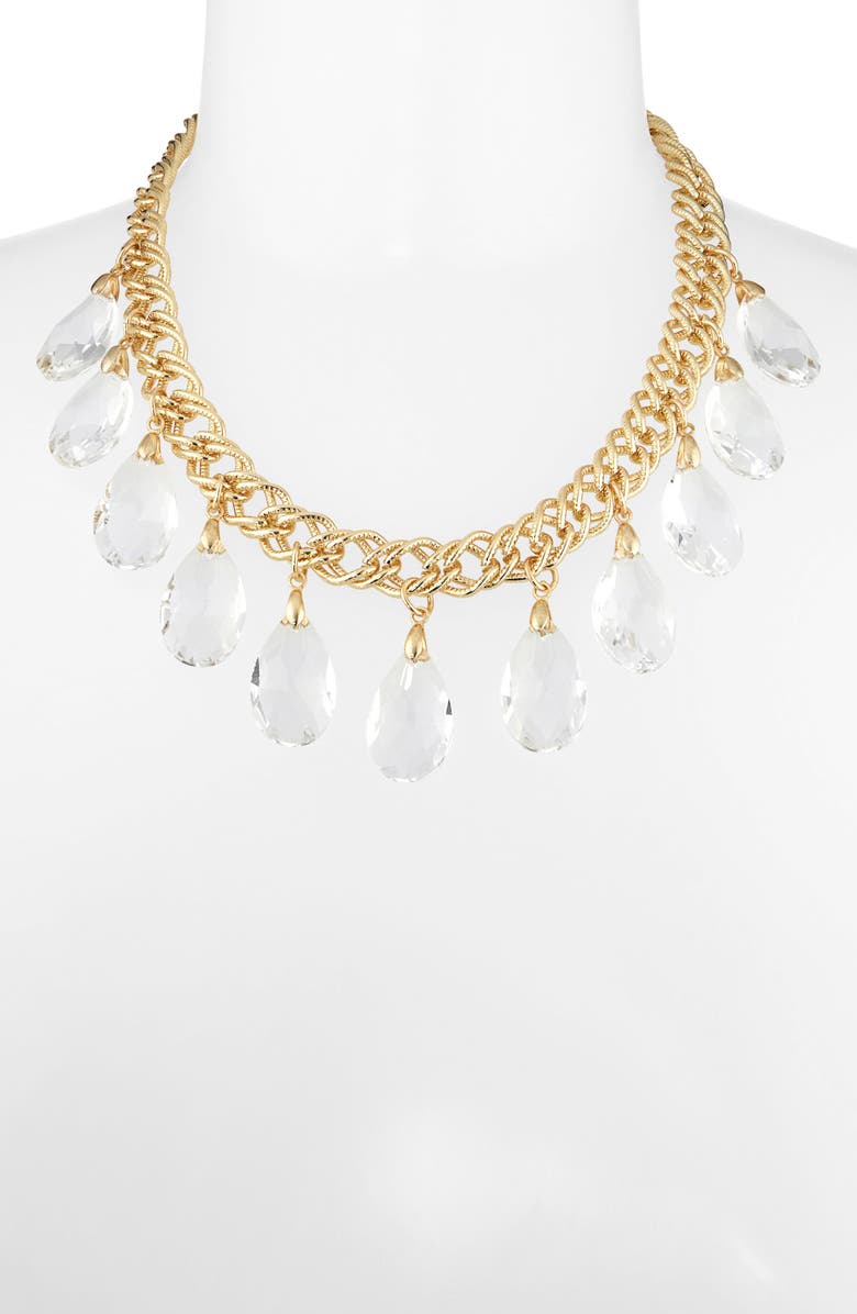 Tasha Crystal Charm Frontal Necklace, Alternate, color, Gold Crystal