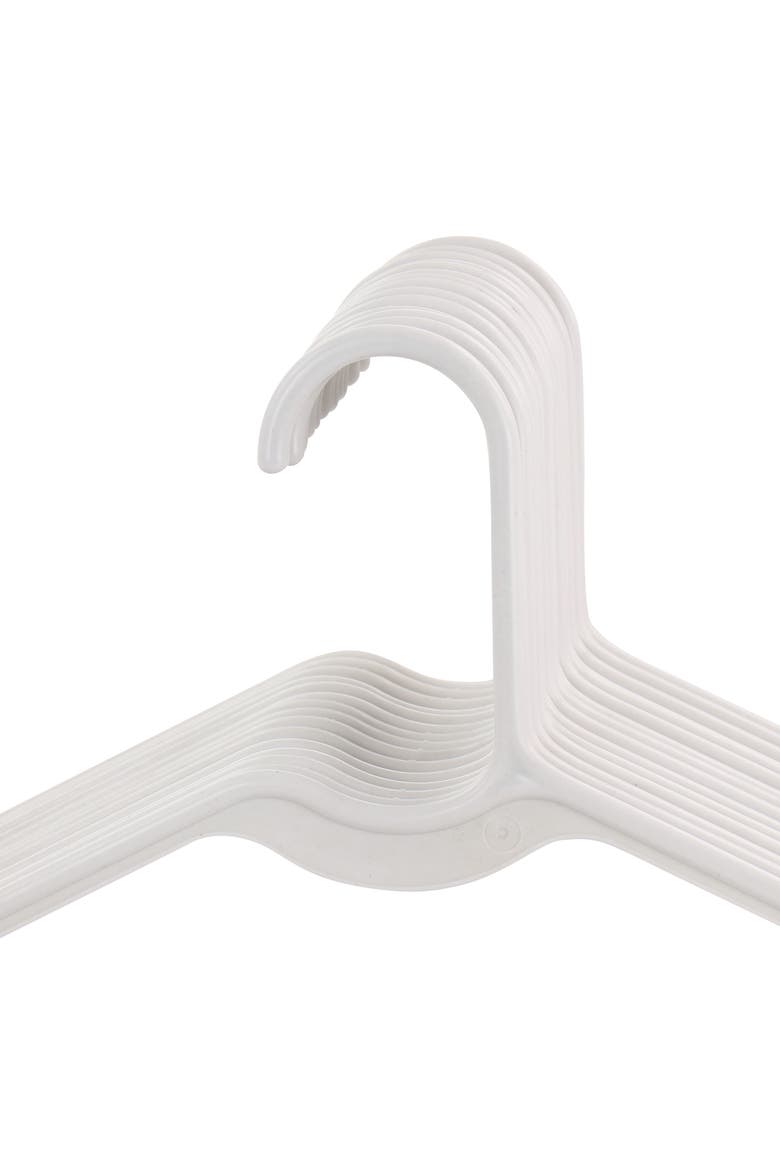 50 Piece Plastic Hanger Set with Notched Shoulders, Alternate, color, White