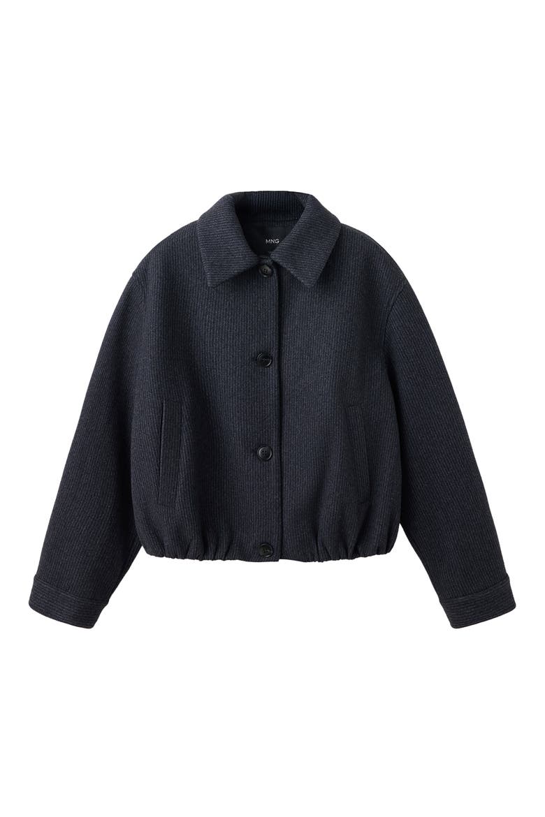 Striped Cloth Coat, Alternate, color, NAVY