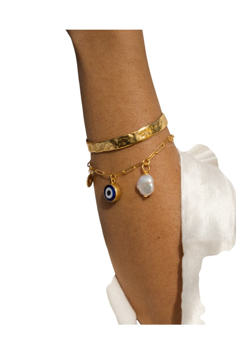 Dela Textured Cuff Bracelet, Alternate, color, Brass