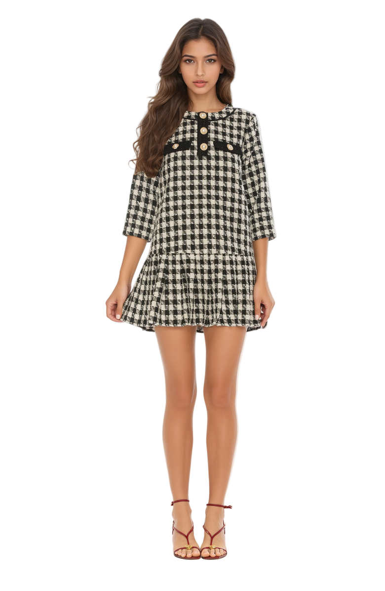 Alexia Admor Sabine Dress, Main, color, Bw Houndstooth