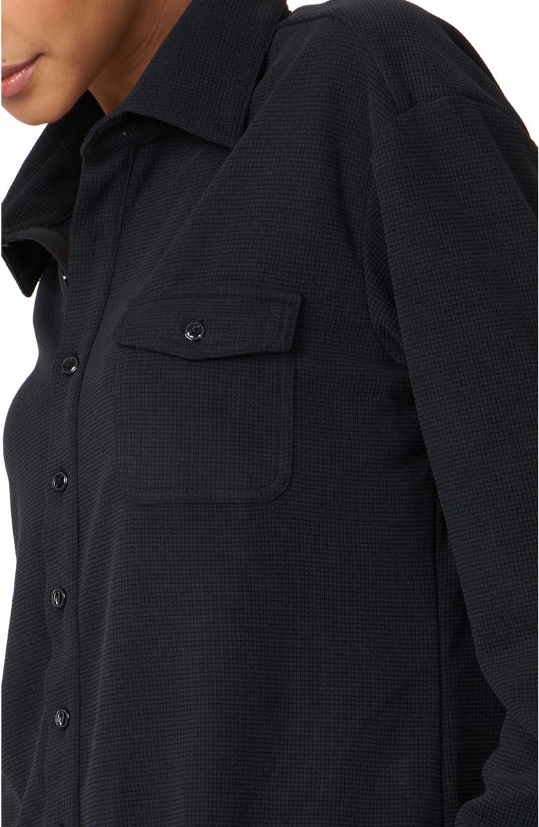 Rebody Active Retreat Waffle Button Down Shirt, Alternate, color, Black