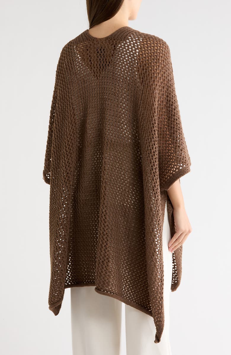 Vince Camuto Open Knit Button Front Ruana, Alternate, color, Pinecone