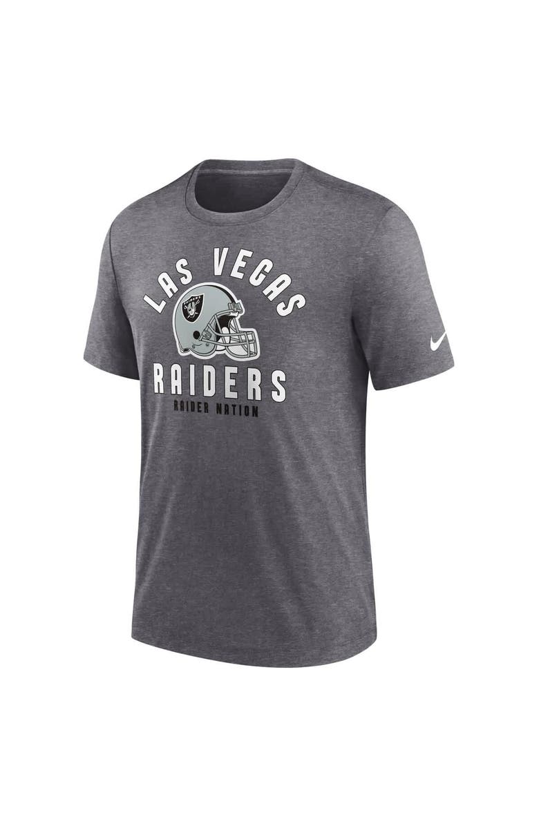 Nike Men's Nike Heather Charcoal Las Vegas Raiders Helmet Tri-Blend T-Shirt, Alternate, color, Heather Charcoal
