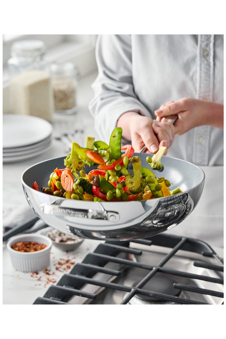 Valencia Stainless Steel Nonstick Wok, Alternate, color, STAINLESS STEEL