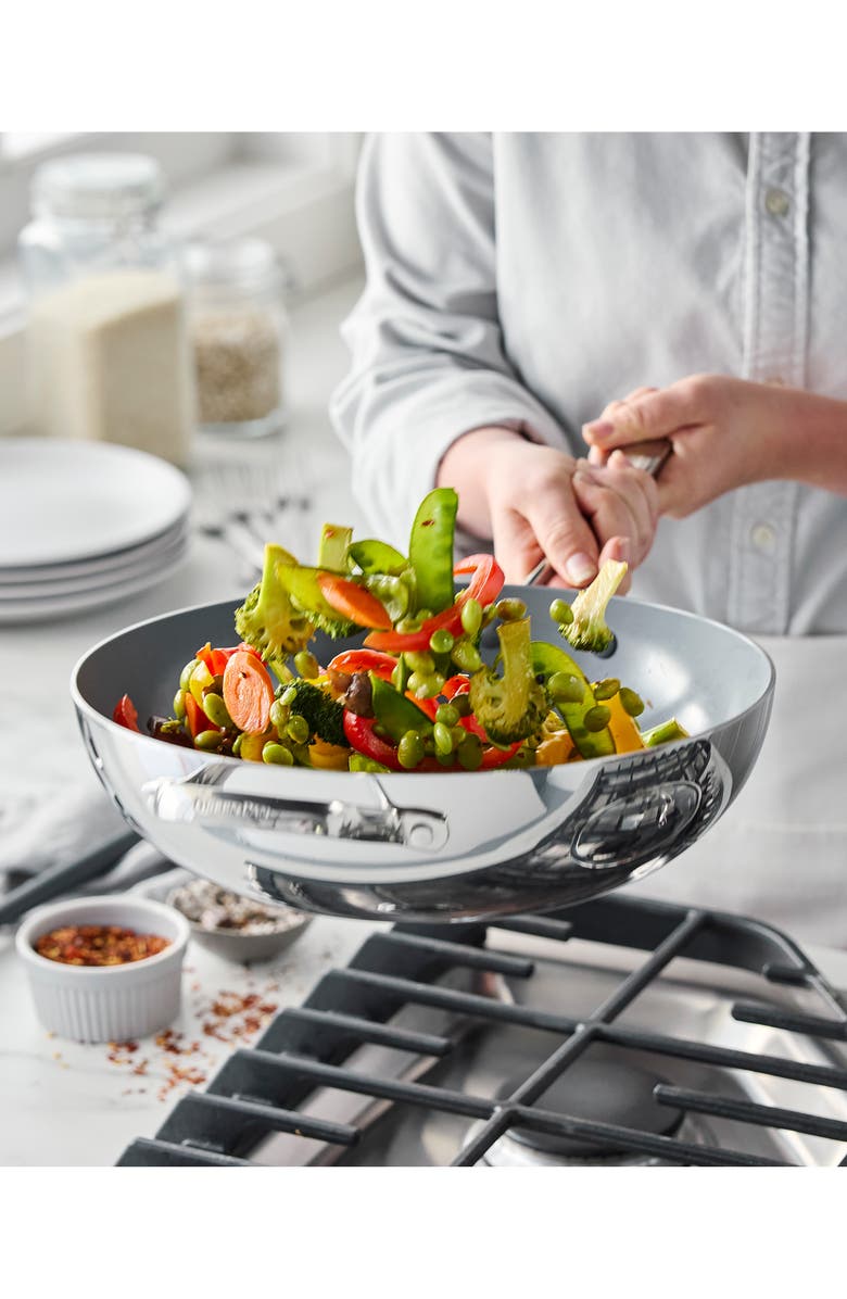 GreenPan Valencia Stainless Steel Nonstick Wok, Alternate, color, Stainless Steel