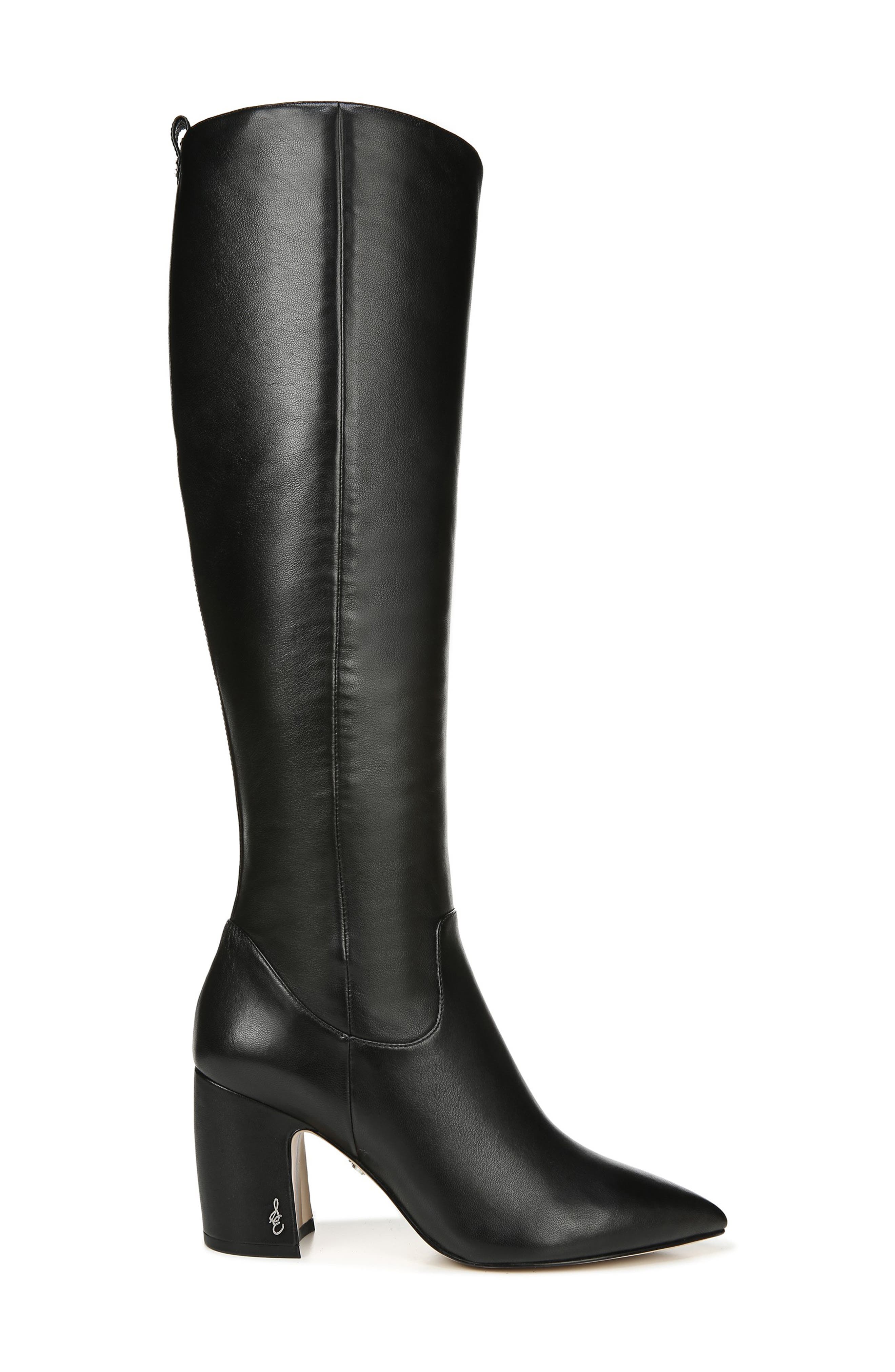 Hai Knee High Boot, Alternate, color, BLACK LEATHER LEATHER