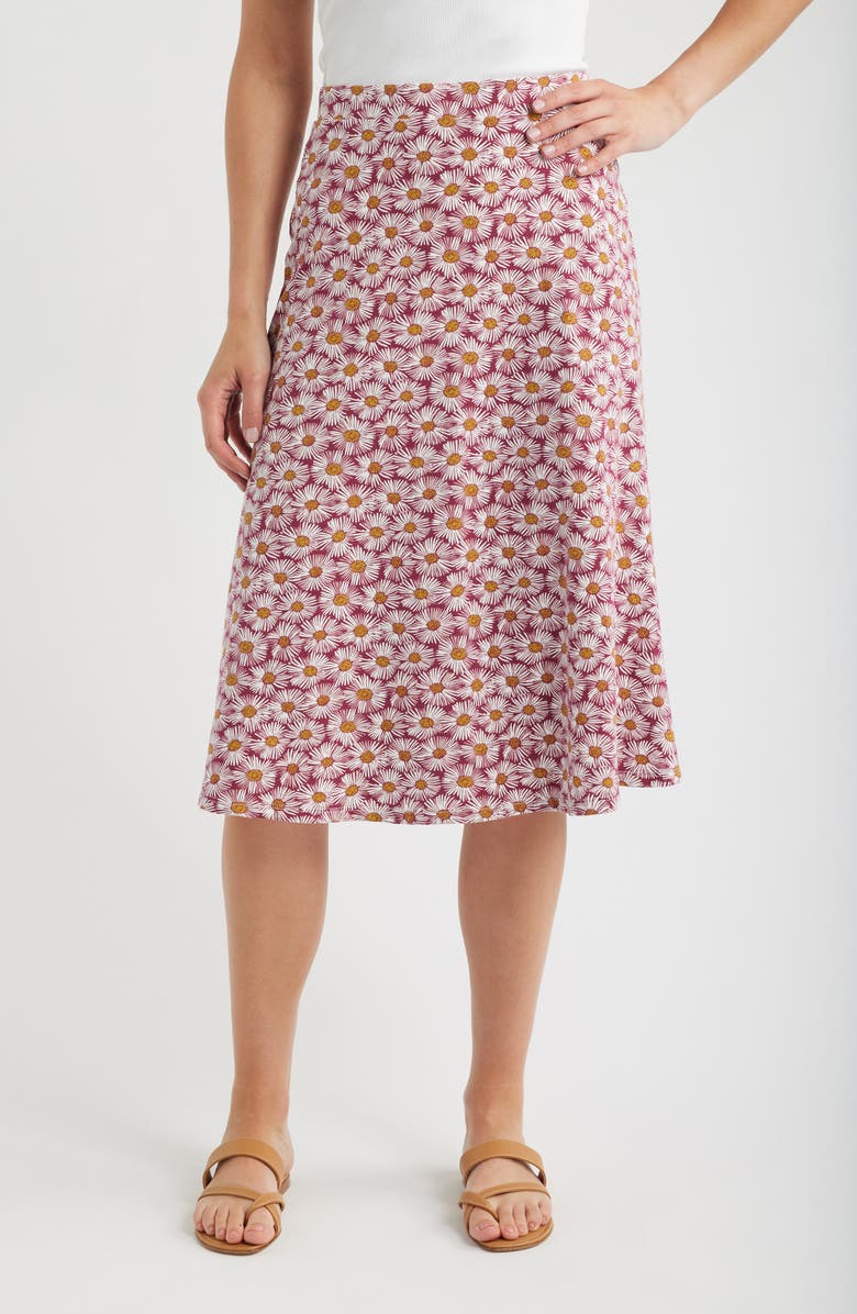 Seasalt Cornwall Floral Print Stretch Organic Cotton Skirt, Main, color, Painted Asters Dark Freesia