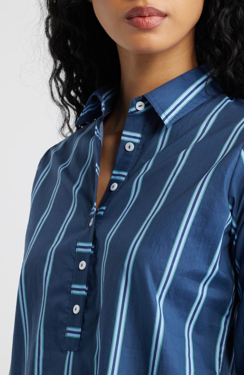SHIRTY Classic Stripe Long Sleeve Shirtdress, Alternate, color, Navy/ Green Stripe