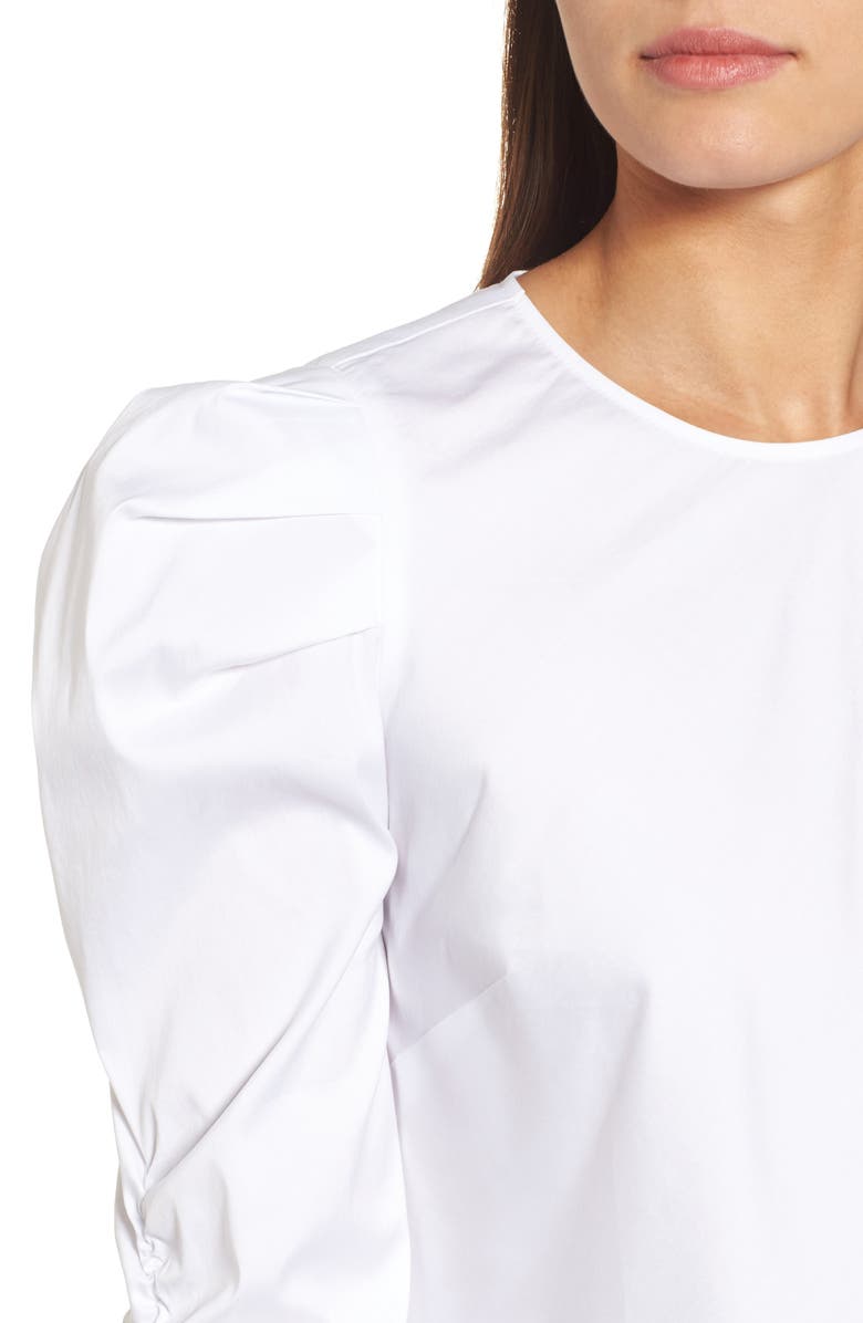Halogen<sup>®</sup> Ruched Sleeve Poplin Top, Alternate, color,