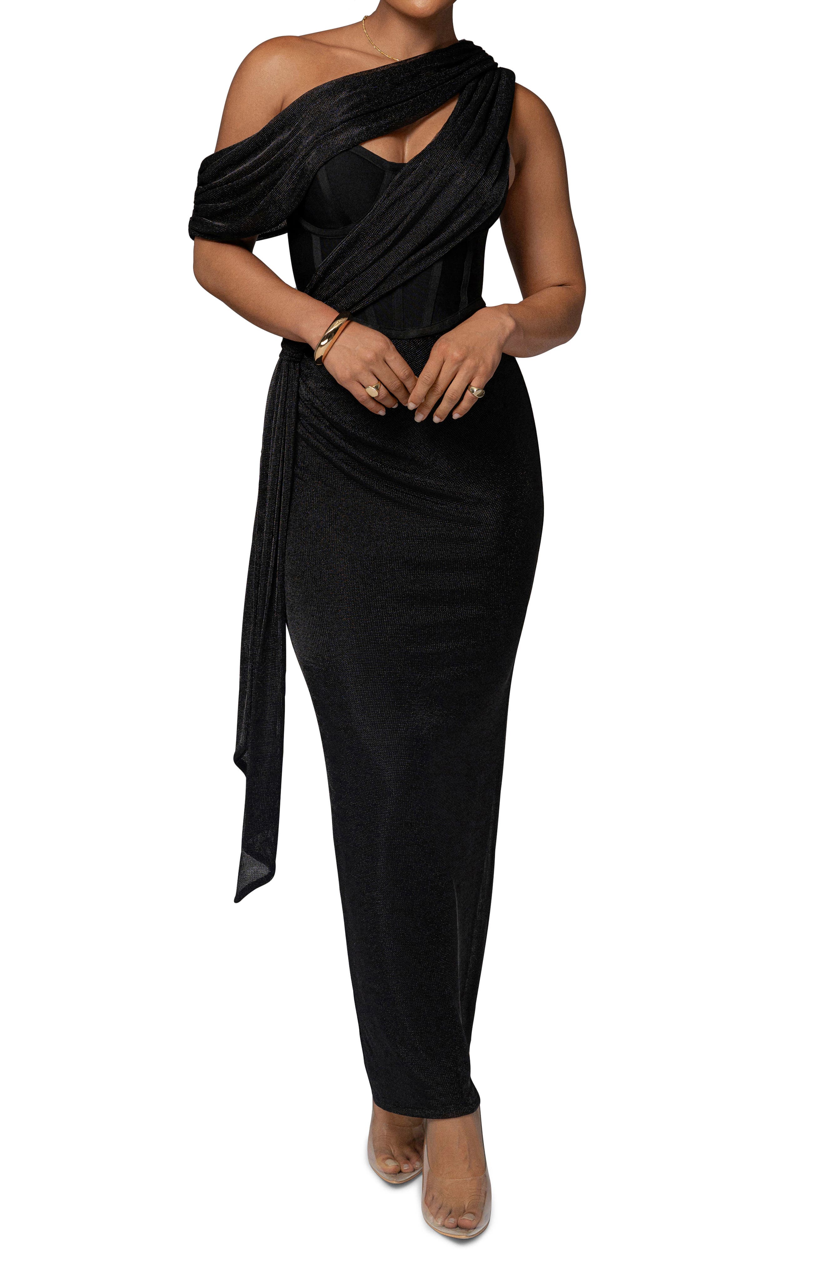 red celestina draped maxi dress Jluxlabel Celestina Draped Maxi Dress