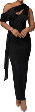 JLUXLABEL CELESTINA DRAPED MAXI DRESS