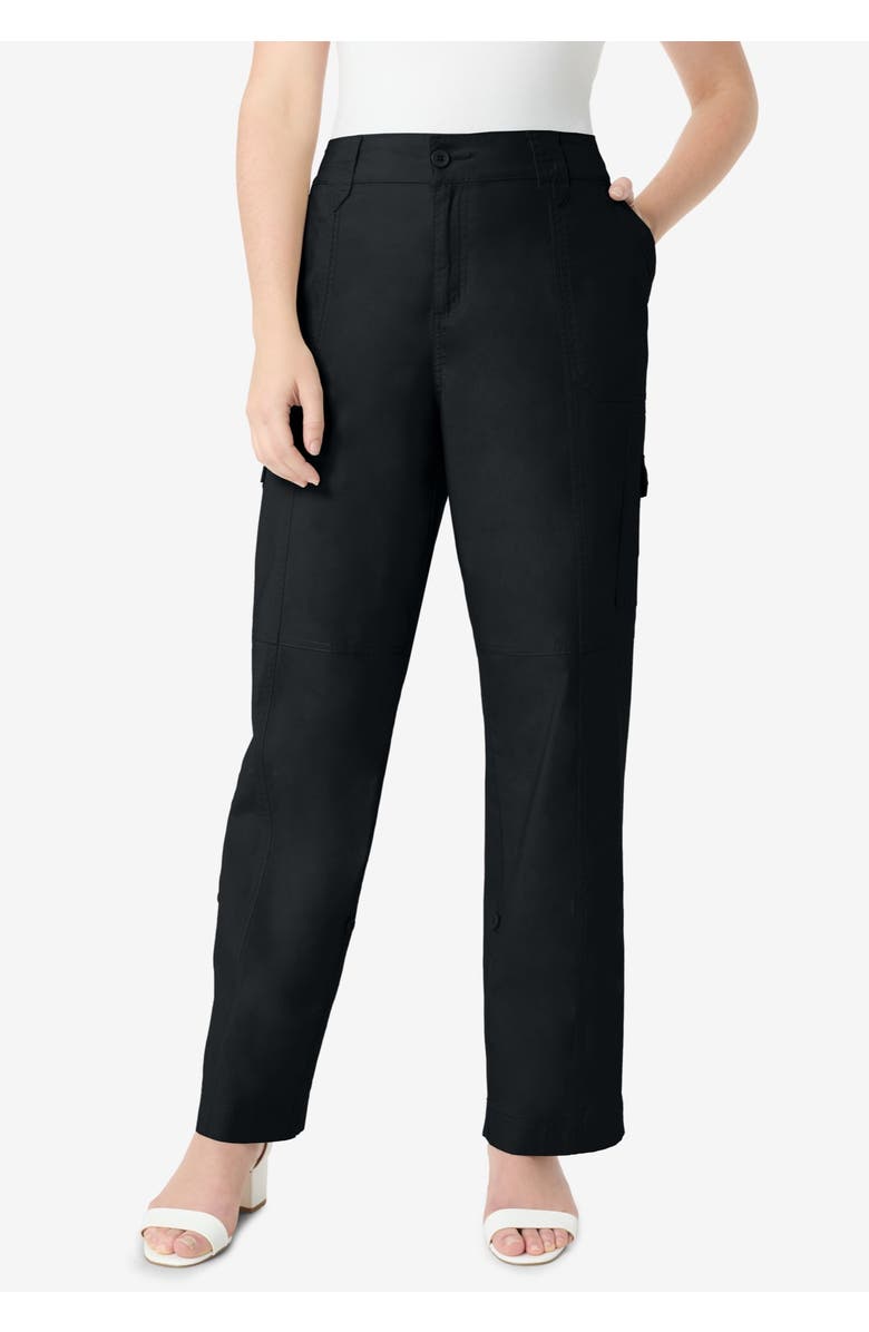 Roaman's Plus Size Convertible Cargo Pants, Alternate, color, Black