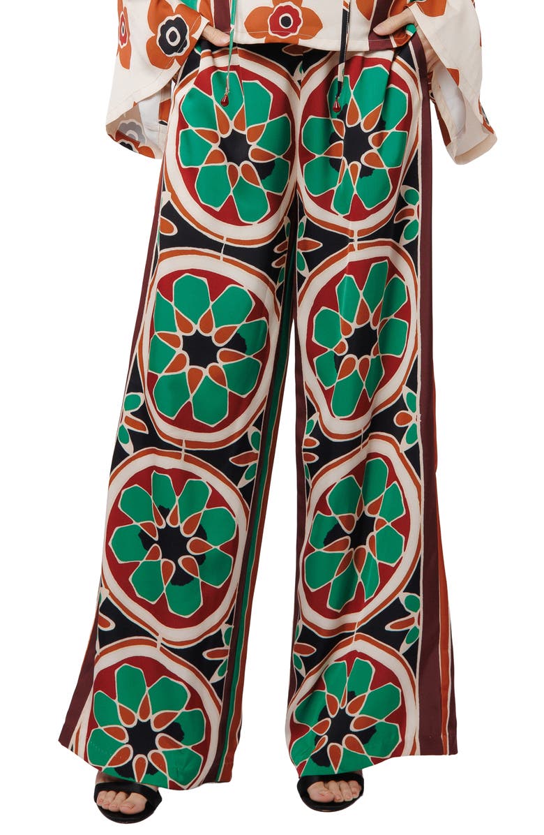 CIEBON Kat Geo Print Wide Leg Pants, Alternate, color, Green Multi