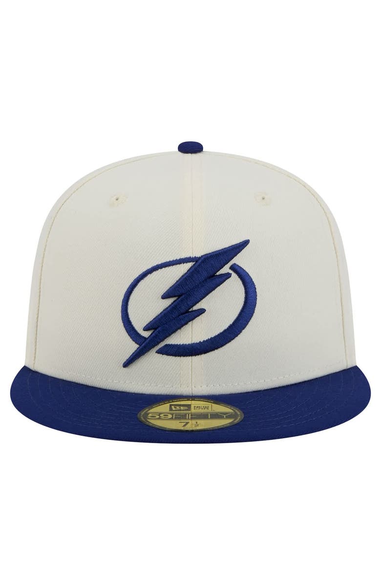 New Era Men's New Era White Tampa Bay Lightning Chrome Two-Toned 59FIFTY Fitted Hat, Alternate, color, Cream