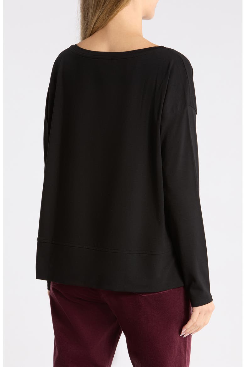 Boxy Long Sleeve Top, Alternate, color, BLACK