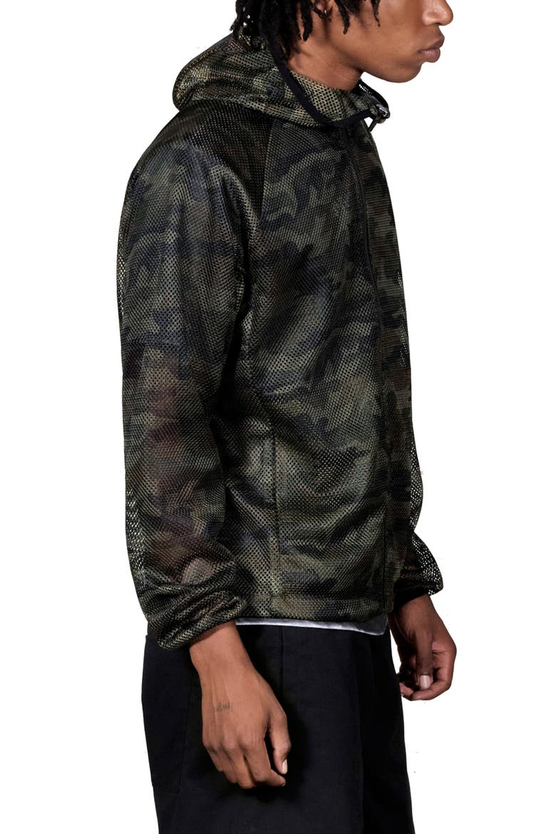 Camo Mesh Zip Hoodie, Alternate, color, CAMO
