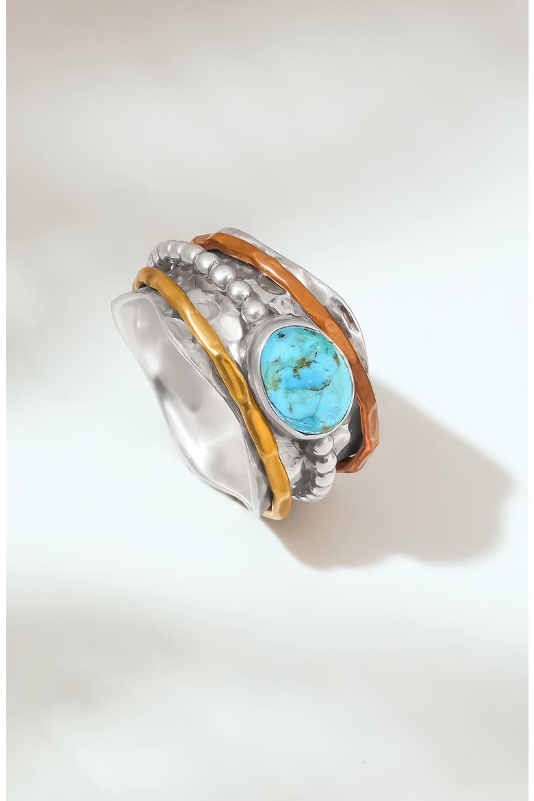 Turquoise Silver Plated Statement Ring, Alternate, color, BLUE