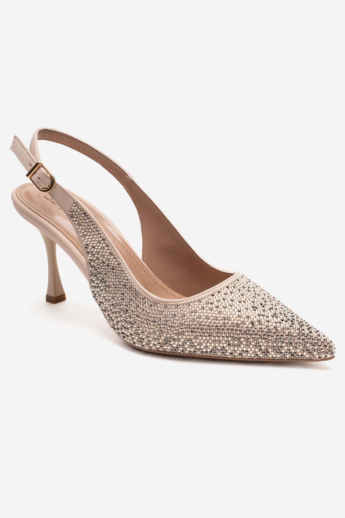 Prologue Shoes Johanna Slingback Embellished Stiletto Pump, Alternate, color, Nude