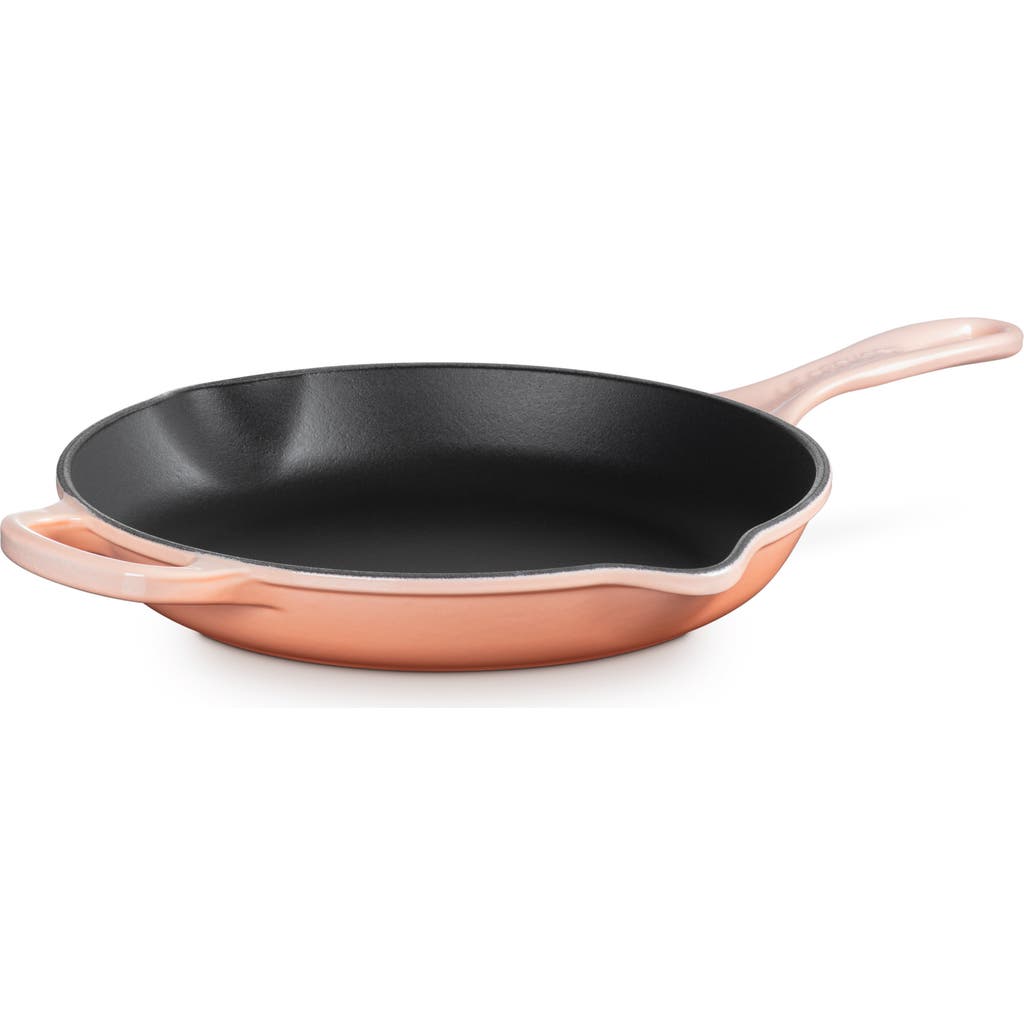 Le Creuset Signature Handle Enamel 11 3/4 Inch Cast Iron Skillet In Peche