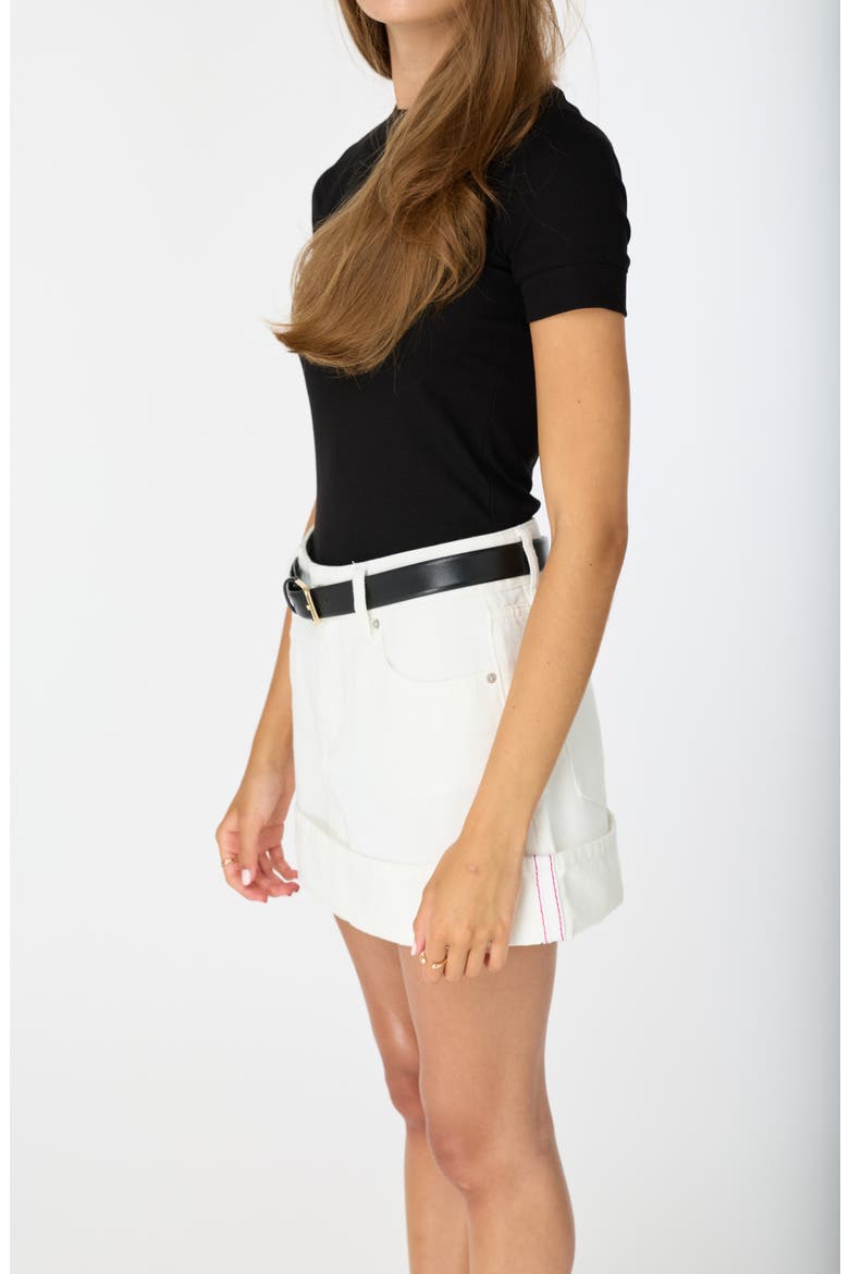 Alex Cuffed Selvedge Miniskirt, Alternate, color, CLOUD